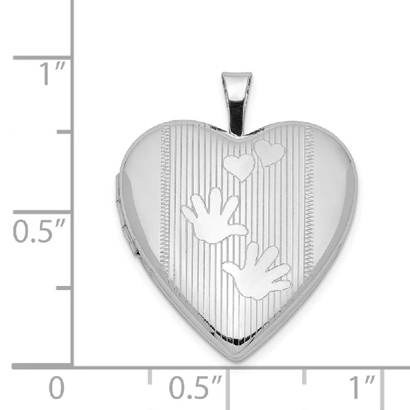 zodiac pendant necklace silver -Diamond2Deal 925 Sterling Silver Rhodium-plated 20mm Hands Heart Locket