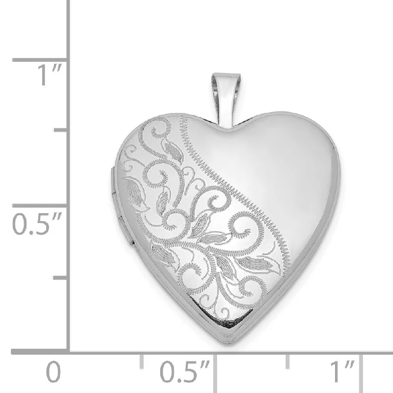 moonstone pendant necklace -Diamond2Deal 925 Sterling Silver Rhodium-plated 20mm Swirl and Polished Heart Locket