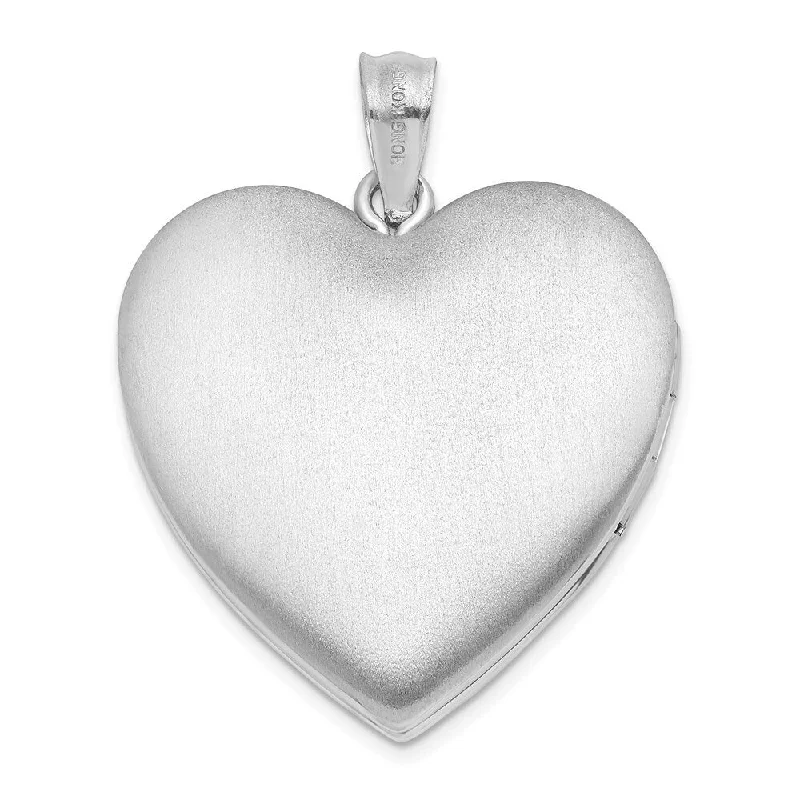 boho charm pendant necklace -Diamond2Deal 925 Sterling Silver Rhodium-plated 24mm Plain Heart Locket