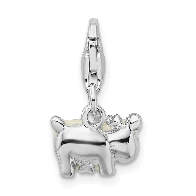 elegant moon necklace -Diamond2Deal 925 Sterling Silver Rhodium-Plated Enameled Cow Pendant (L- 19 mm, W- 12 mm)