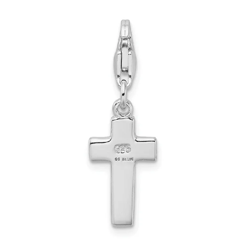 vintage silver heart necklace -Diamond2Deal 925 Sterling Silver Rhodium Plated Enameled Cross Pendant (L- 26 mm, W- 9 mm)