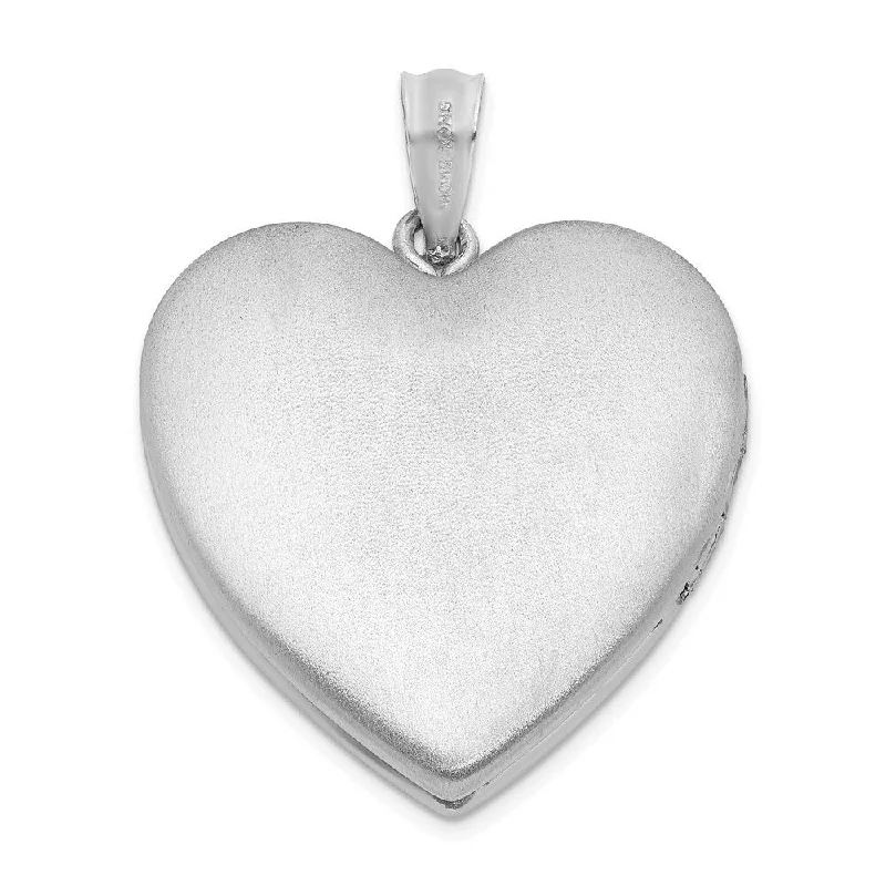 cute charm necklace gold -Diamond2Deal 925 Sterling Silver Rhodium-plated Polished and Satin Heart Locket