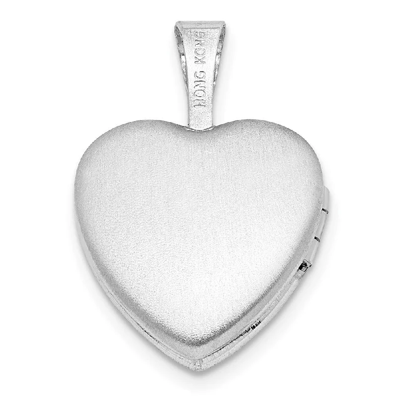 silver choker chain necklace -Diamond2Deal 925 Sterling Silver Rhodium-plated Textured Paw Print Heart Locket Pendant and Charm (L-18mm, W-12.4mm)