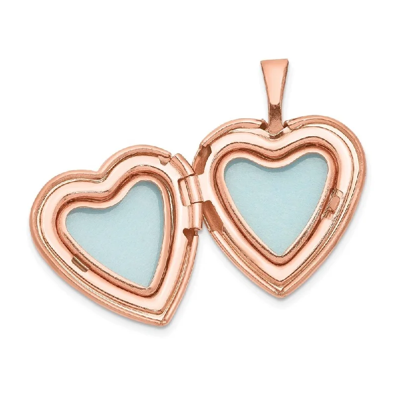 dainty pendant necklace for women -Diamond2Deal 925 Sterling Silver Rose Gold-plated Satin and Polished 2-Frame Heart Locket