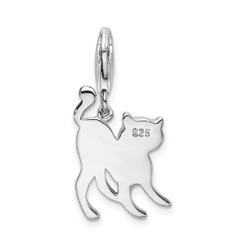 simple gemstone pendant necklace -Diamond2Deal 925 Sterling Silver Scary Cat Pendant (L- 35 mm, W- 13 mm)