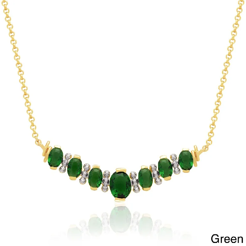 minimalist jewelry necklace -Dolce Giavonna 14k Gold Overlay Simulated Ruby or Simulated Emerald Necklace