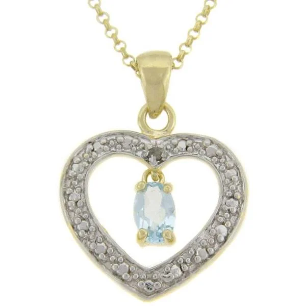 black onyx necklace -Dolce Giavonna 18k Gold over Silver Blue Topaz and Diamond Accent Heart Necklace