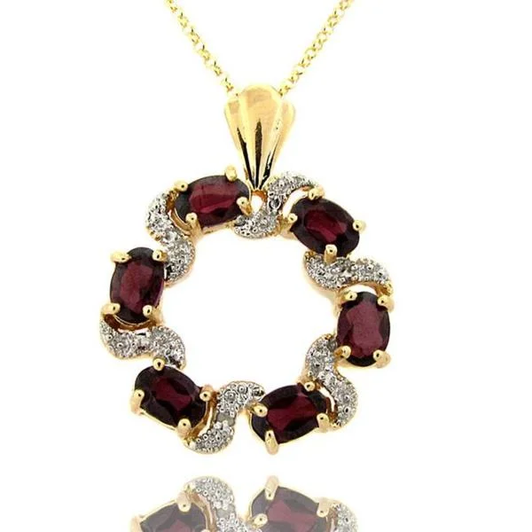 long pendant necklace for women -Dolce Giavonna 18k Gold over Silver Garnet and Diamond Accent Necklace