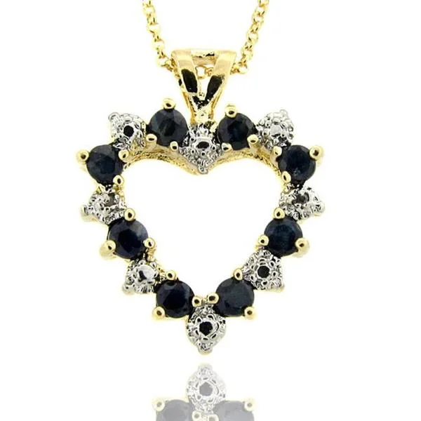 gold flower necklace -Dolce Giavonna 18k Gold over Silver Sapphire and Diamond Accent Heart Necklace