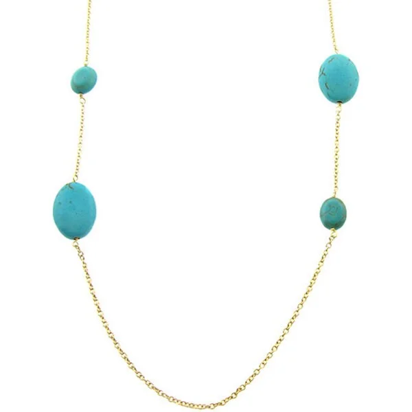 couple’s gold necklace -Dolce Giavonna 18k GoldOver Sterling Silver Turquoise Station Necklace