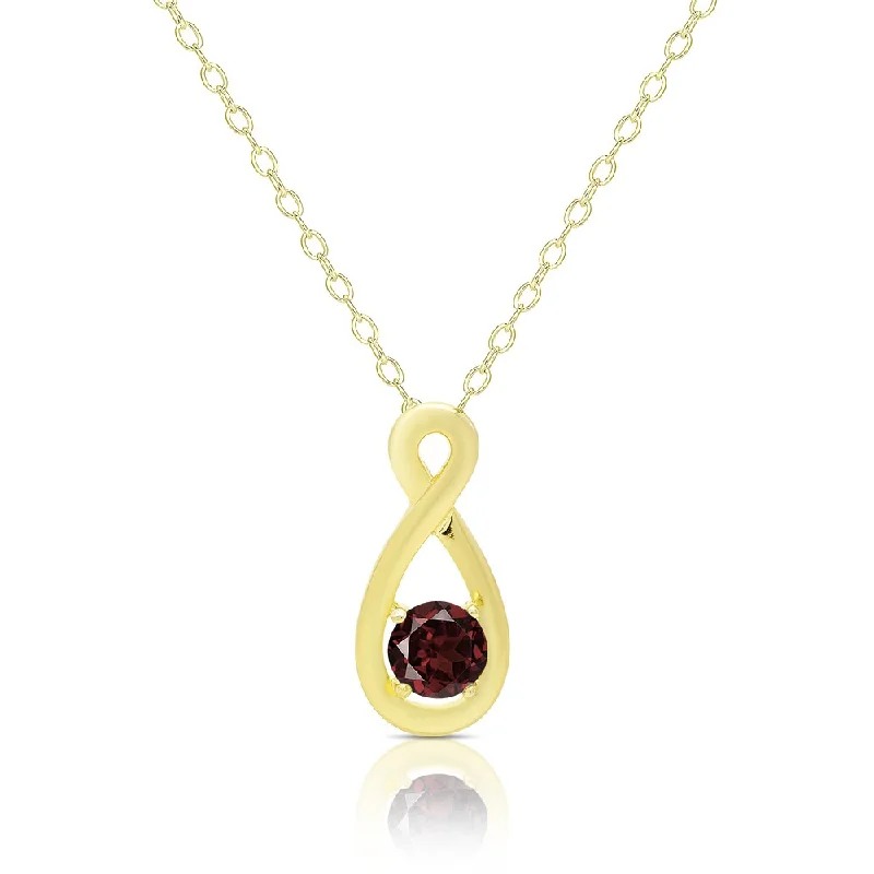 pearl pendant necklace -Dolce Giavonna Gold Over Silver Garnet and Diamond Accent Infinity Design Necklace