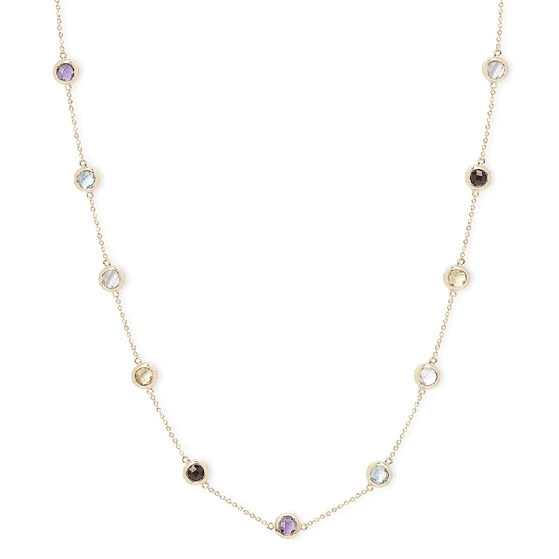 geometric crystal necklace -Dolce Giavonna Gold Over Silver Multi Gemstone Necklace