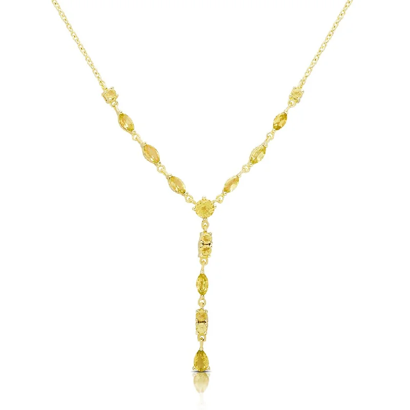 diamond pendant necklace silver -Dolce Giavonna Gold Over Sterling Silver Citrine 'Y' Necklace