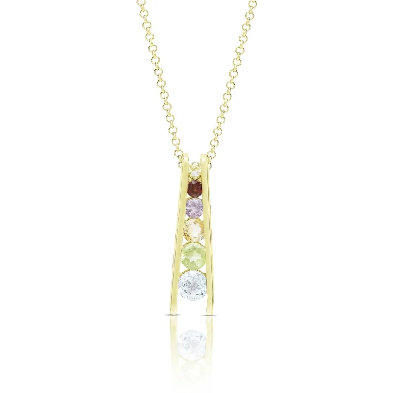 bohemian gold necklace -Dolce Giavonna Gold Over Sterling Silver Multi Gemstone and Diamond Accent Necklace