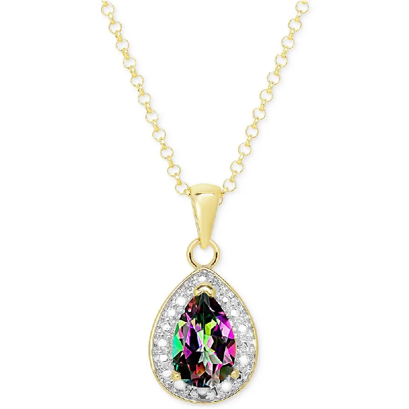 gold heart pendant necklace -Dolce Giavonna Gold Over Sterling Silver Mystic Topaz Necklace