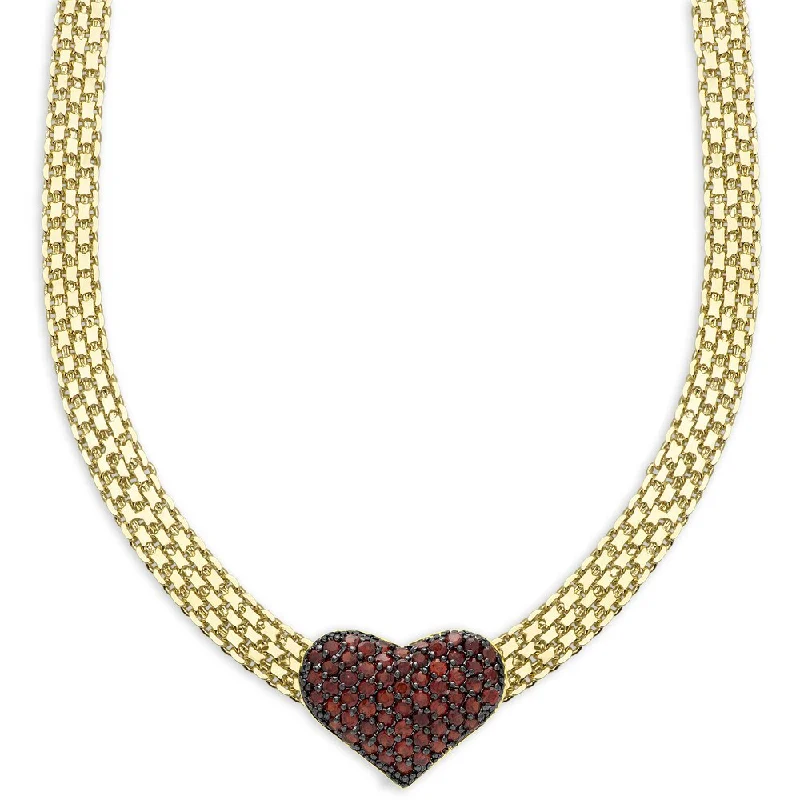 personalized star necklace -Dolce Giavonna Gold Overlay Garnet Heart Necklace