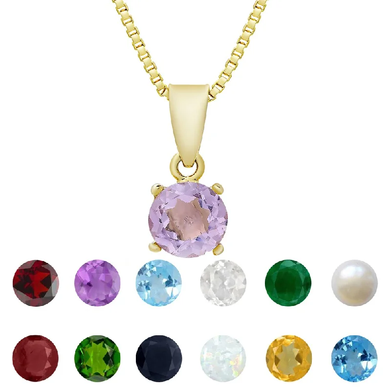 double circle pendant necklace -Dolce Giavonna Gold Overlay Gemstone Birthstone Necklace