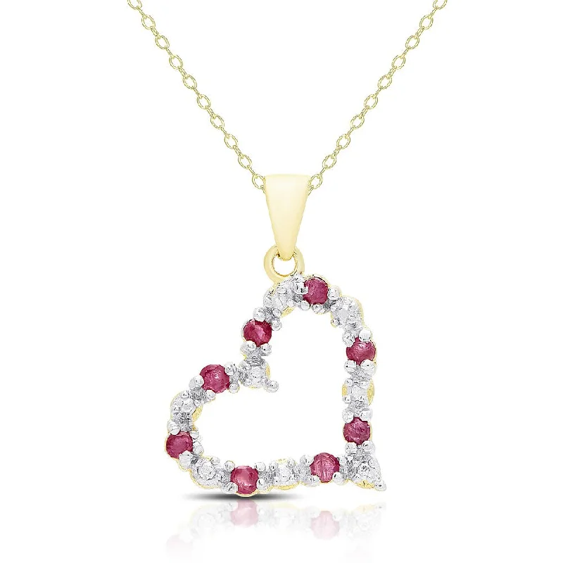 custom coordinate necklace -Dolce Giavonna Ruby and Diamond Accent Heart Necklace