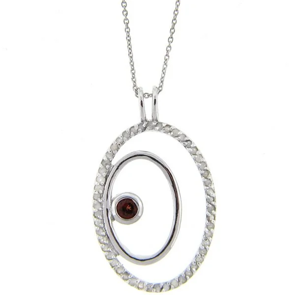 romantic heart necklace -Dolce Giavonna Sterling Silver 1/2ct TDW Diamond/ Garnet Oval Necklace (J-K, I3)