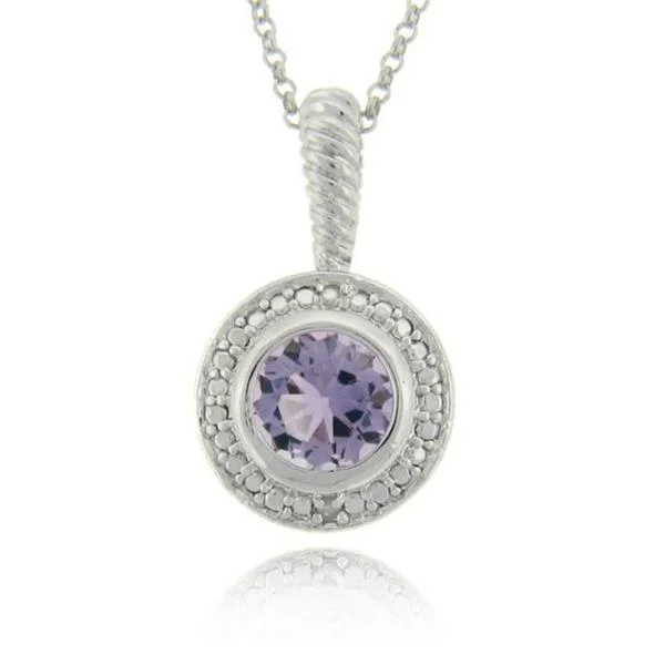 meaningful pendant necklace -Dolce Giavonna Sterling Silver Amethyst and Diamond Accent Necklace