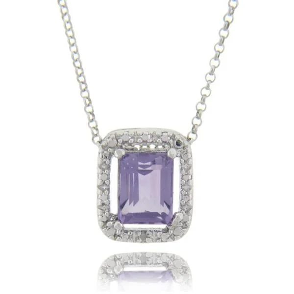 cute heart charm necklace -Dolce Giavonna Sterling Silver Amethyst and Diamond Accent Necklace