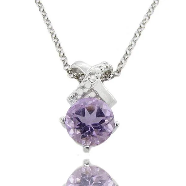 pendant necklace for brides -Dolce Giavonna Sterling Silver Amethyst and Diamond Accent 'X' Necklace