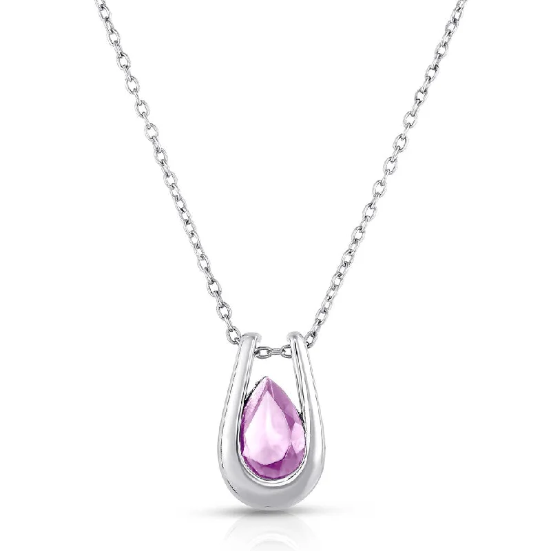 women’s pearl pendant necklace -Dolce Giavonna Sterling Silver Amethyst Teardrop Necklace