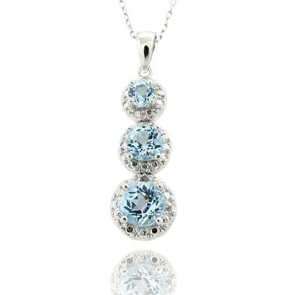 gold heart pendant necklace -Dolce Giavonna Sterling Silver Blue Topaz and Diamond Accent Necklace