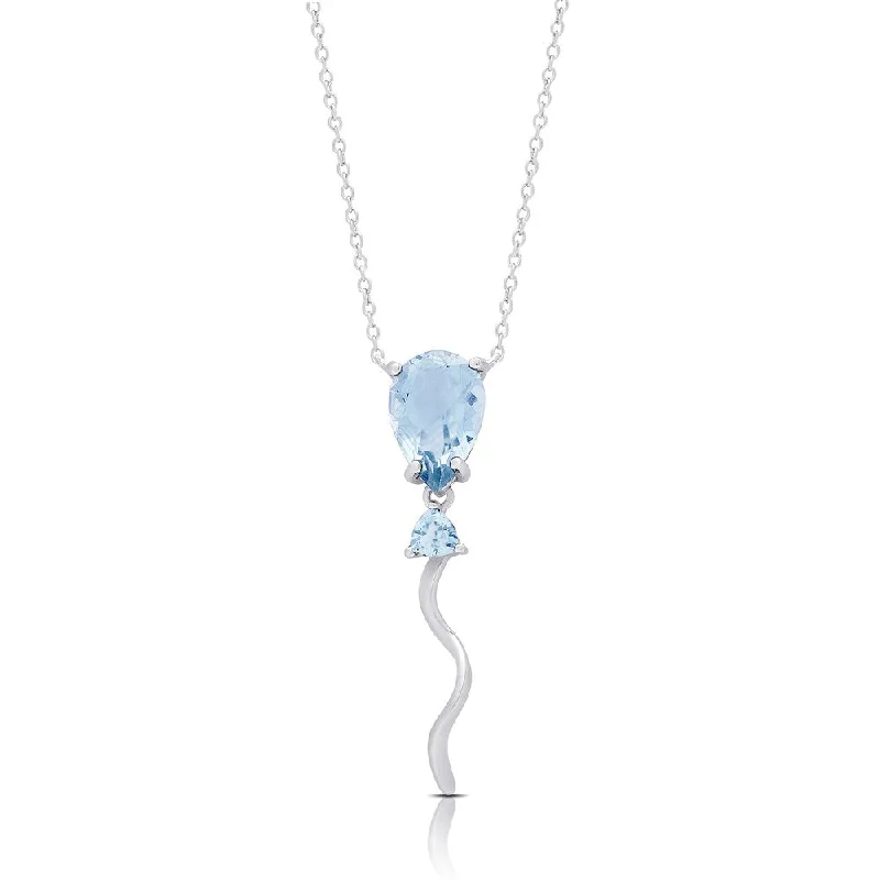 butterfly pendant necklace silver -Dolce Giavonna Sterling Silver Blue Topaz Balloon Necklace