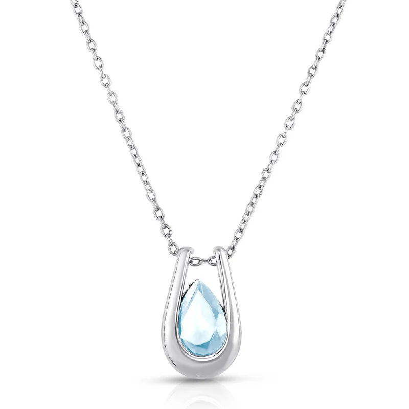 sterling silver choker necklace -Dolce Giavonna Sterling Silver Blue Topaz Teardrop Necklace