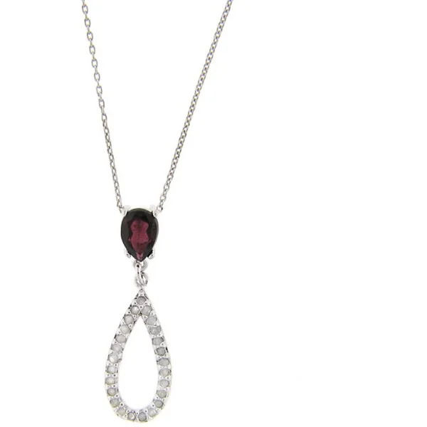 custom zodiac necklace gold -Dolce Giavonna Sterling Silver Garnet and 1/4ct TDW Diamond Necklace