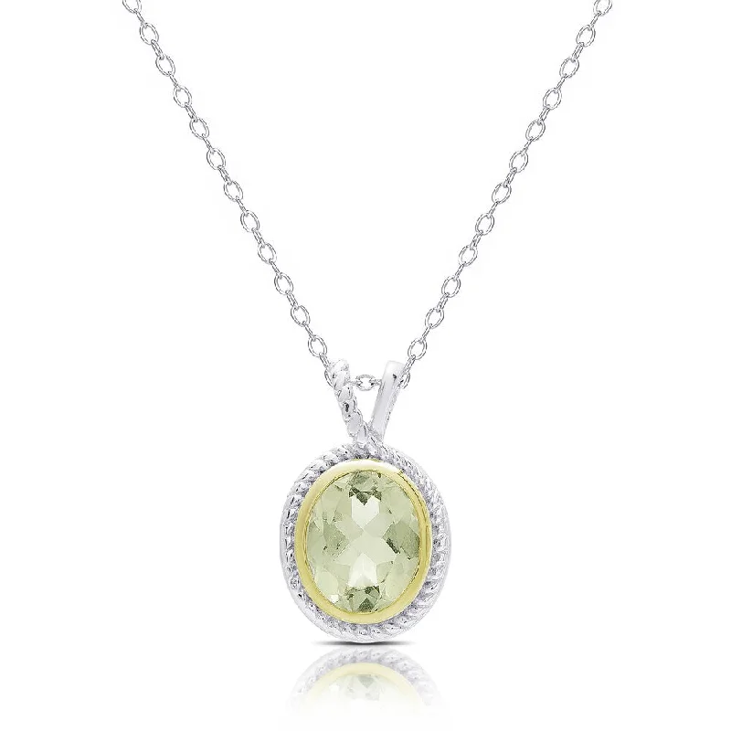 infinity crystal necklace -Dolce Giavonna Sterling Silver Green Amethyst Oval Necklace