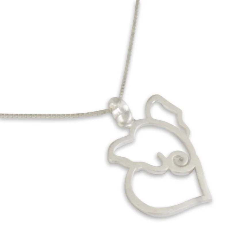 celestial moon necklace -Handmade Sterling Silver 'Elephant Heart' Necklace (Thailand)