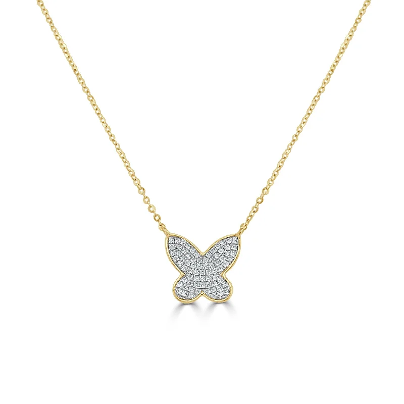 gold pendant necklace -Joelle Diamond Butterfly Necklace 14K Gold