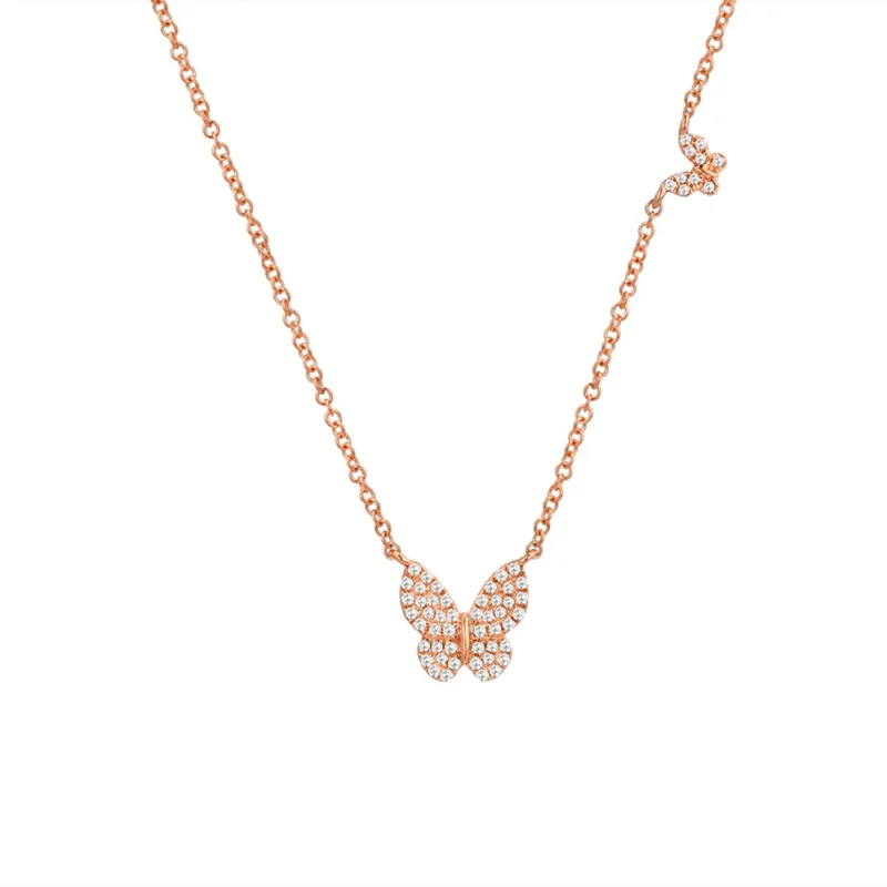 stylish gold necklace -Joelle Diamond Butterfly Pendant 14K Rose Gold 1/5 CT TDW