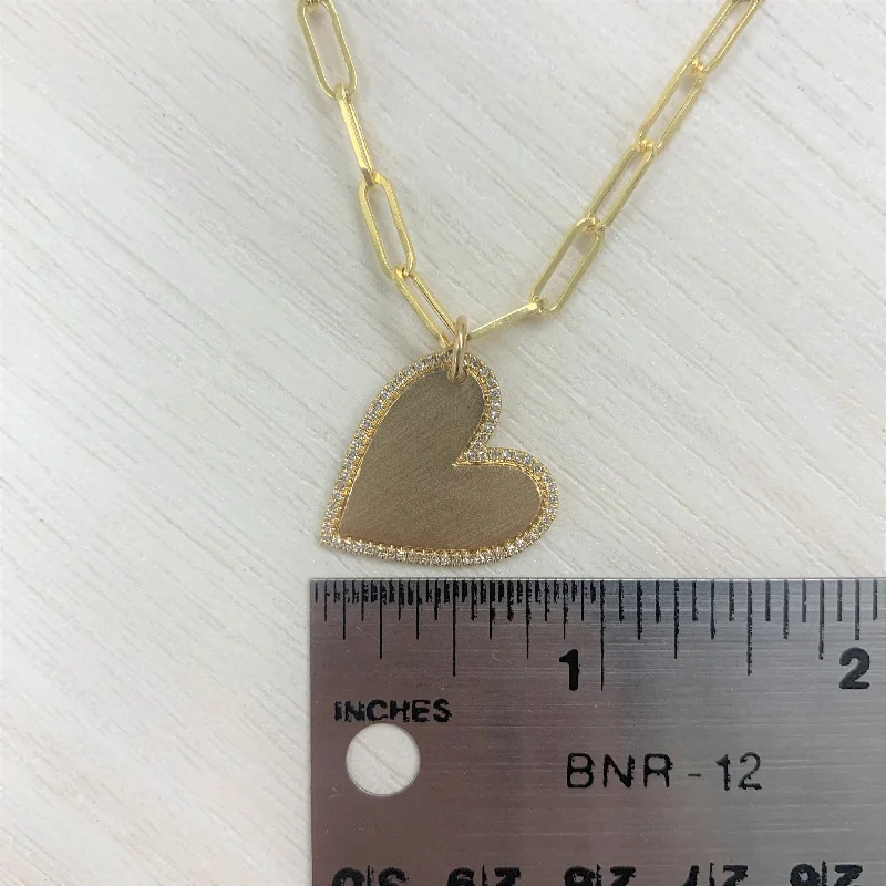 custom nameplate necklace -Joelle Diamond Heart Necklace 14K Yellow Gold on 18-inch Paperclip Chain