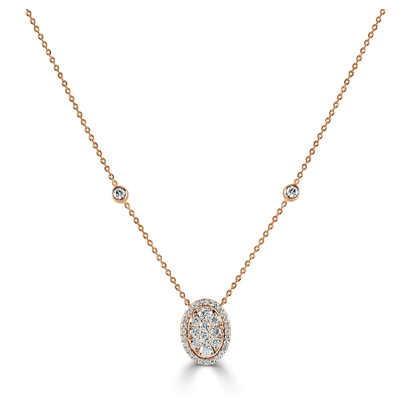 simple crystal necklace -Joelle Diamond Oval 14K Rose Gold Necklace 1/2ct TDW