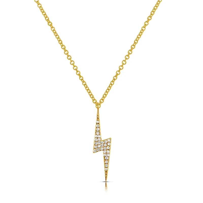 silver diamond pendant -Joelle Diamond Pave Lightning Bolt 14K Gold Necklace 1/10 ct. TDW