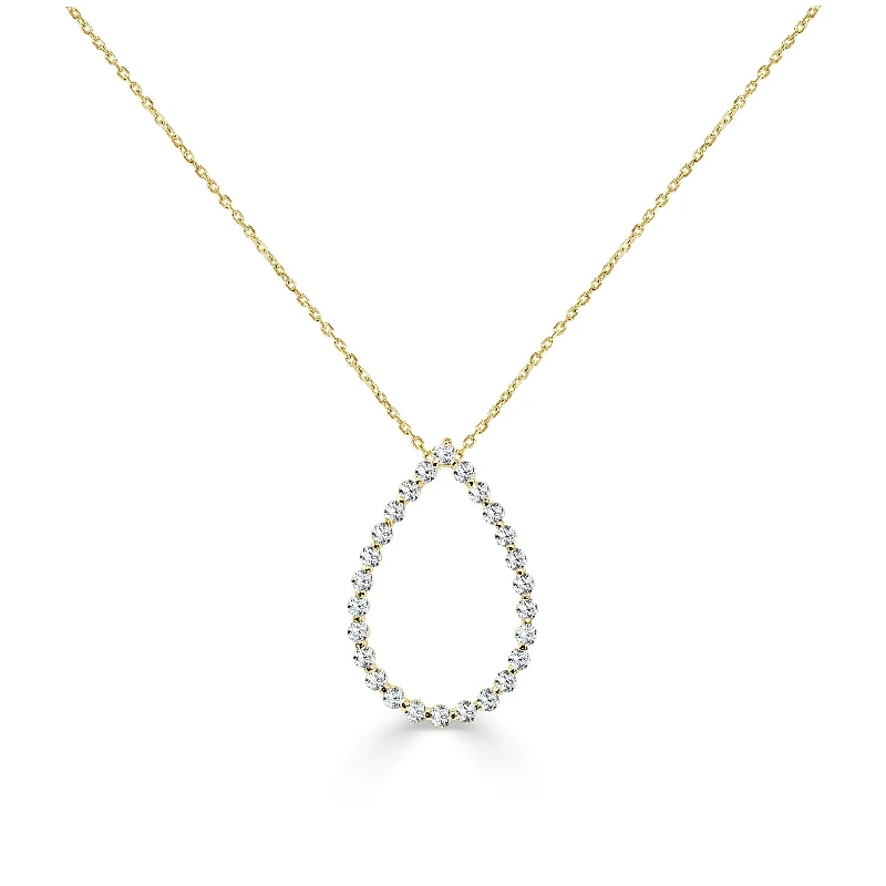 crystal necklace for women -Joelle Diamond pear shape Necklace 14K Gold 1 1/2ct TDW