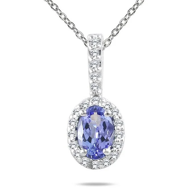 diamond necklace pendant -Marquee 10k White Gold Tanzanite and 1/10ct TDW Diamond Necklace (H-I, I1-I2)