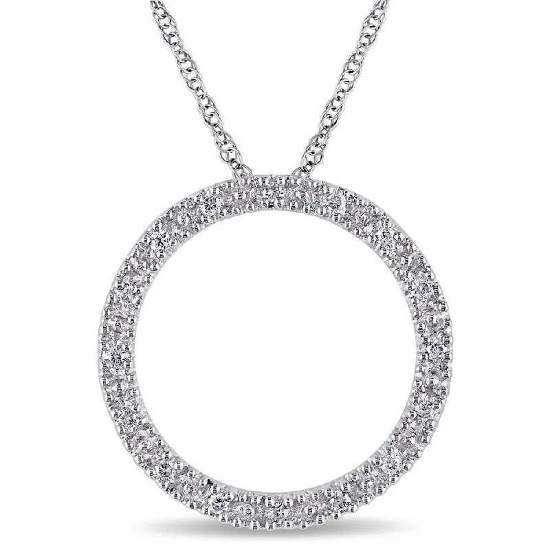 vintage chain necklace -Miadora 10k White Gold 1/10ct TDW Diamond Circle Necklace