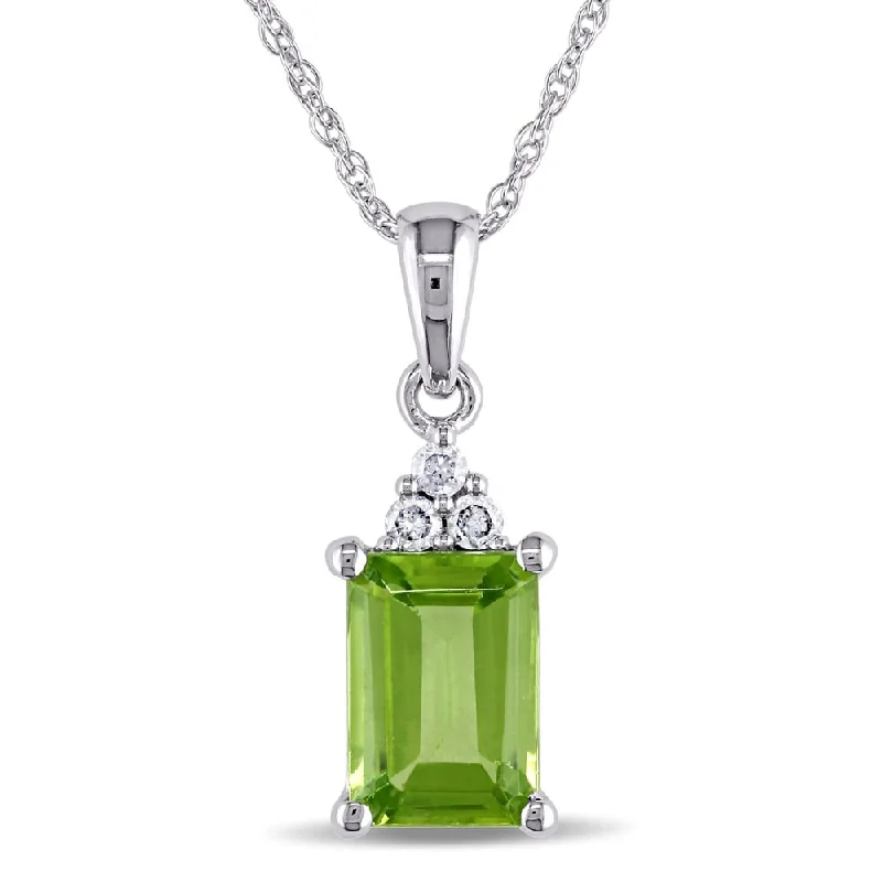 adjustable bar necklace -Miadora 10k White Gold Diamond and Peridot Necklace