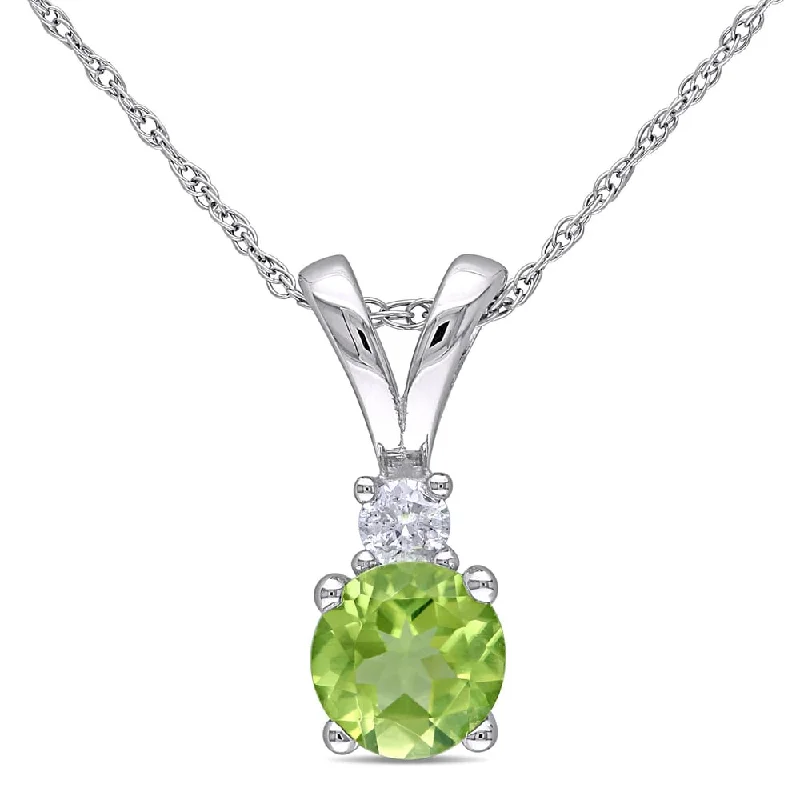 silver knot pendant necklace -Miadora 10k White Gold Peridot and Diamond Accent Necklace