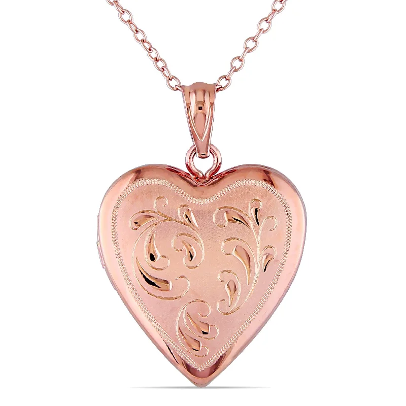 crystal necklace for women -Miadora Rose Plated Silver Heart Locket Necklace