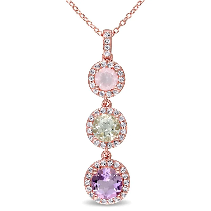 birthstone necklace silver -Miadora Rose Plated Silver Multi-gemstone Necklace