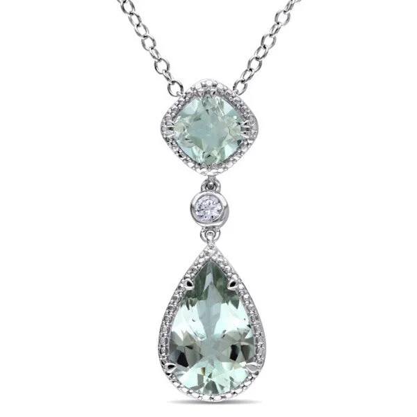 couple’s infinity necklace -Miadora Silver Green Amethyst and Created White Sapphire Necklace