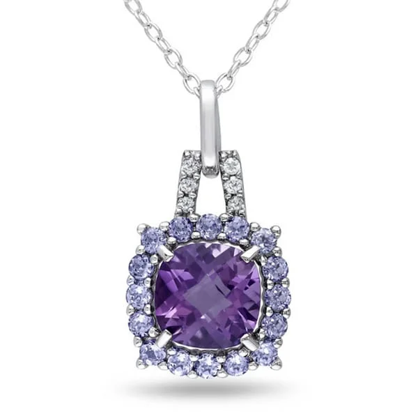 personalized cross necklace -Miadora Sterling Silver Amethyst, Tanzanite and Diamond Accent Necklace