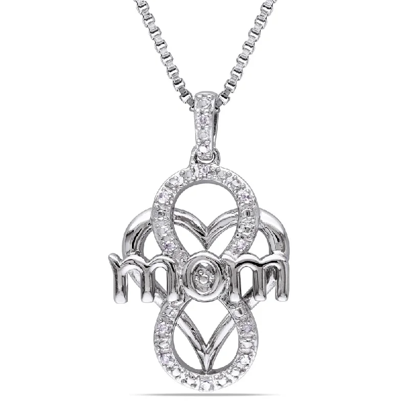 crystal birthstone necklace -Miadora Sterling Silver Diamond Accent Heart "Mom" Necklace