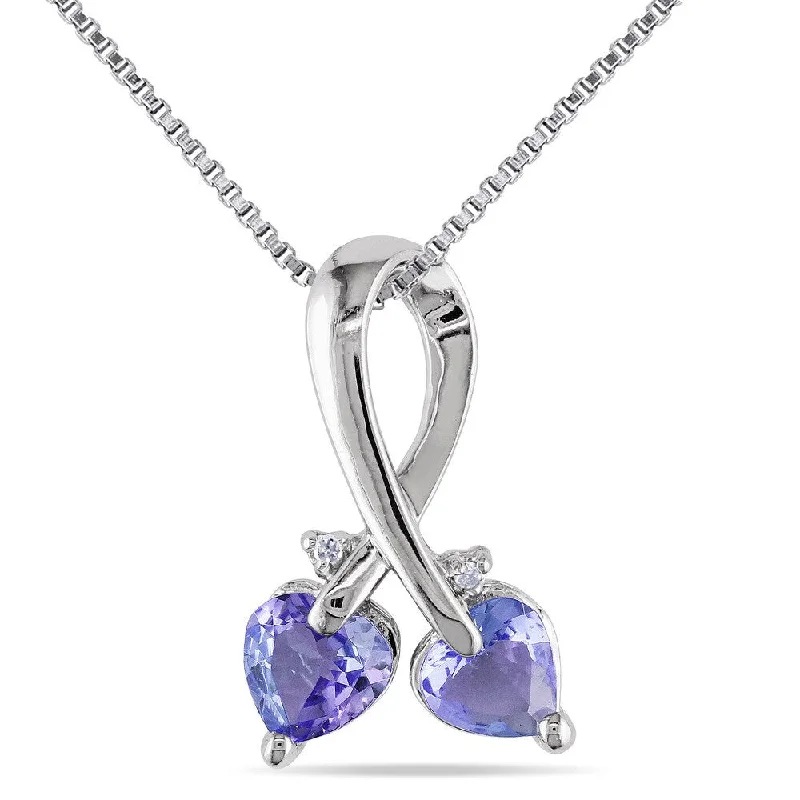 statement pendant necklace -Miadora Sterling Silver Tanzanite and Diamond Accent Heart Necklace