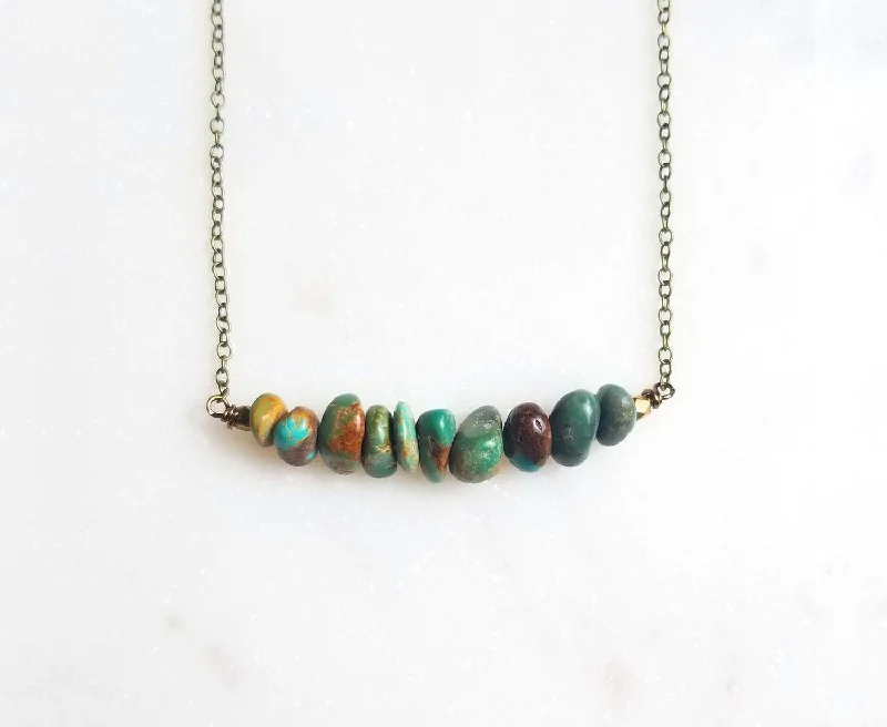 moon and star gold necklace -Turquoise Bar Necklace